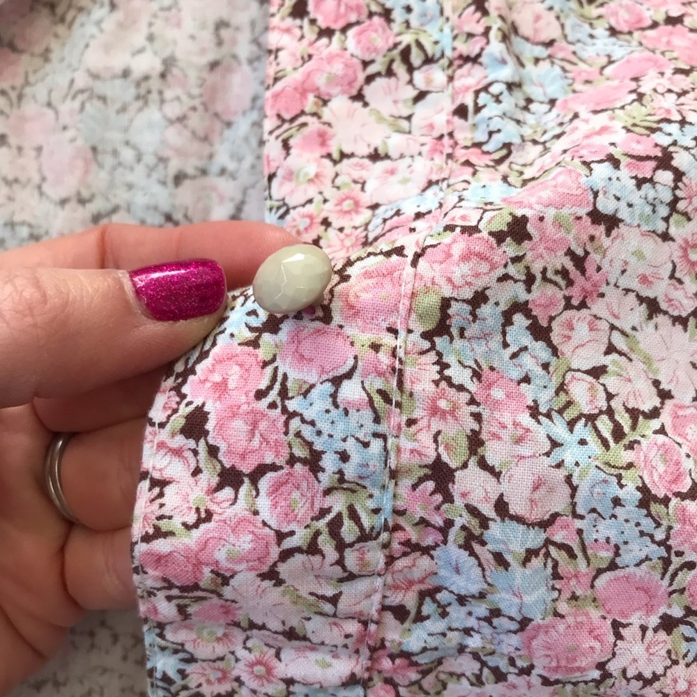 Vintage Floral Pink Belted Button Down Cotton Dress - Picture 13 of 14